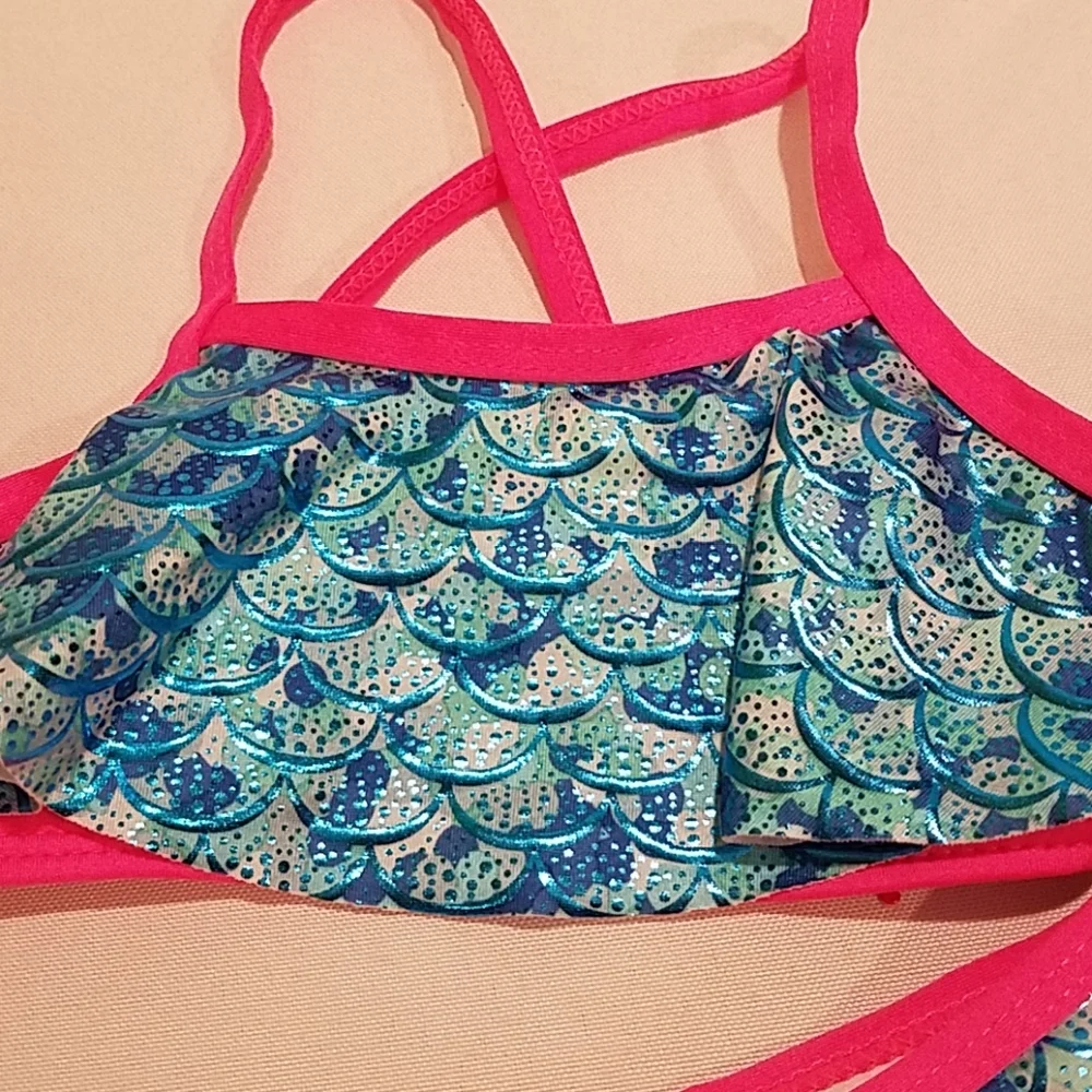 Pink Platinum Girl's Size 24 Months Mermaid Blue UV Ceritified Swim Bathing Suit